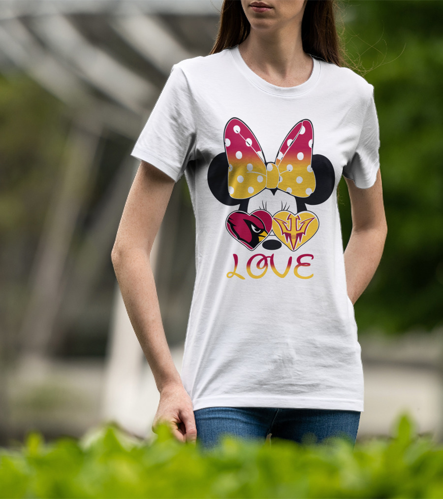 Love Minnie Arizona Cardinals Asu Sun Devils Hearts T-Shirt