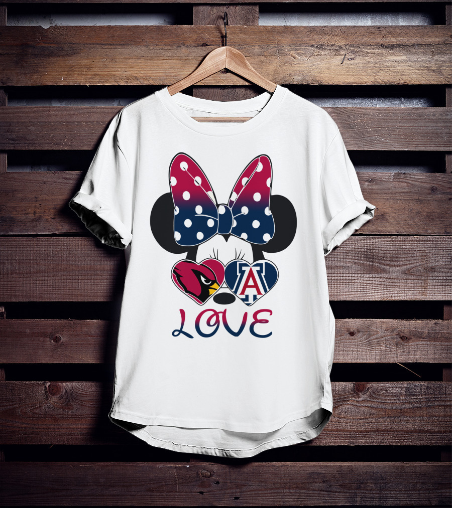 Minnie Mouse Cardinals Arizona Wildcats Love T-Shirt