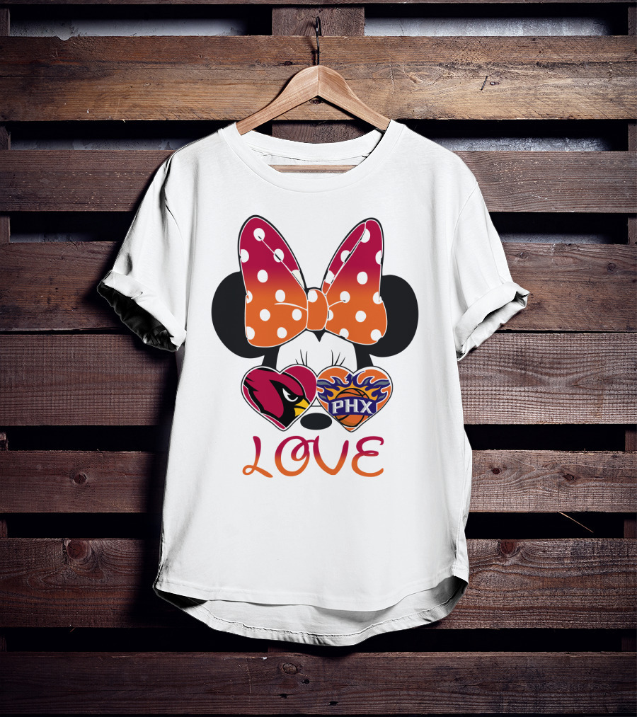Love Mickey Mouse Minnie Bow Arizona Cardinals Phoenix Suns T-Shirt