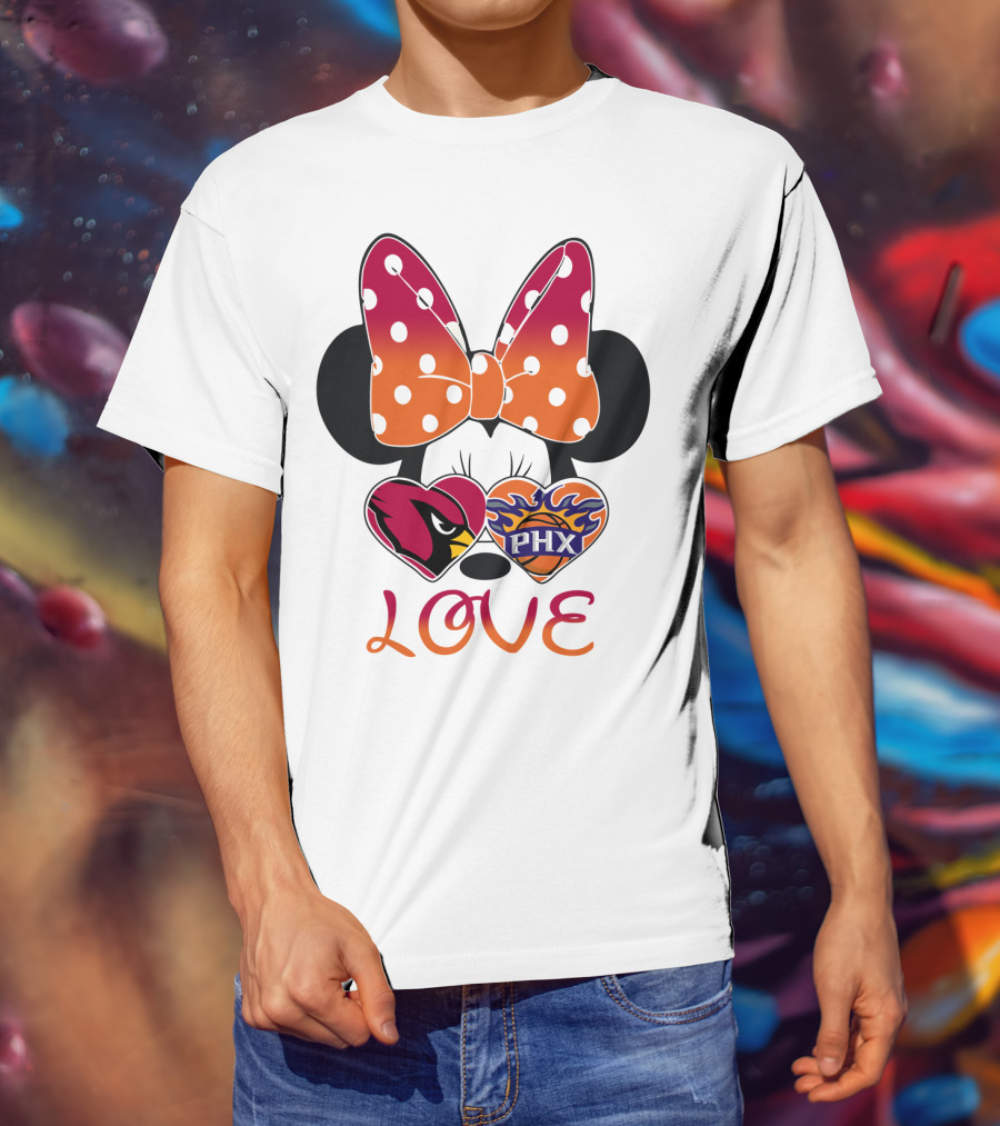 Love Mickey Mouse Minnie Bow Arizona Cardinals Phoenix Suns T-Shirt