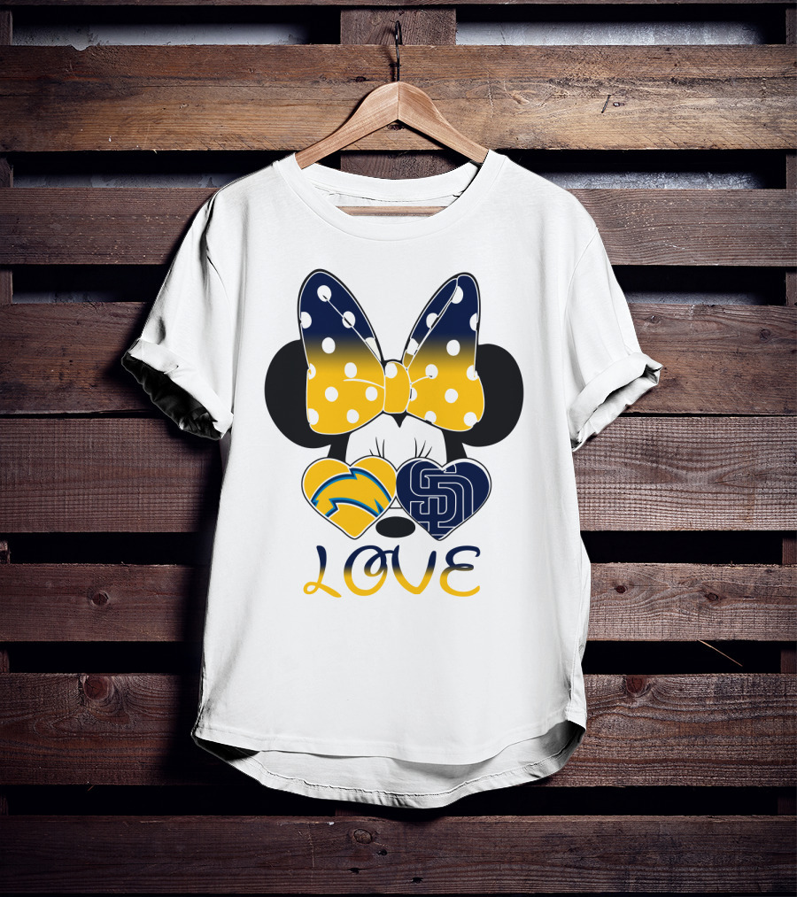 Love San Diego Chargers Padres Bow Minnie T-Shirt