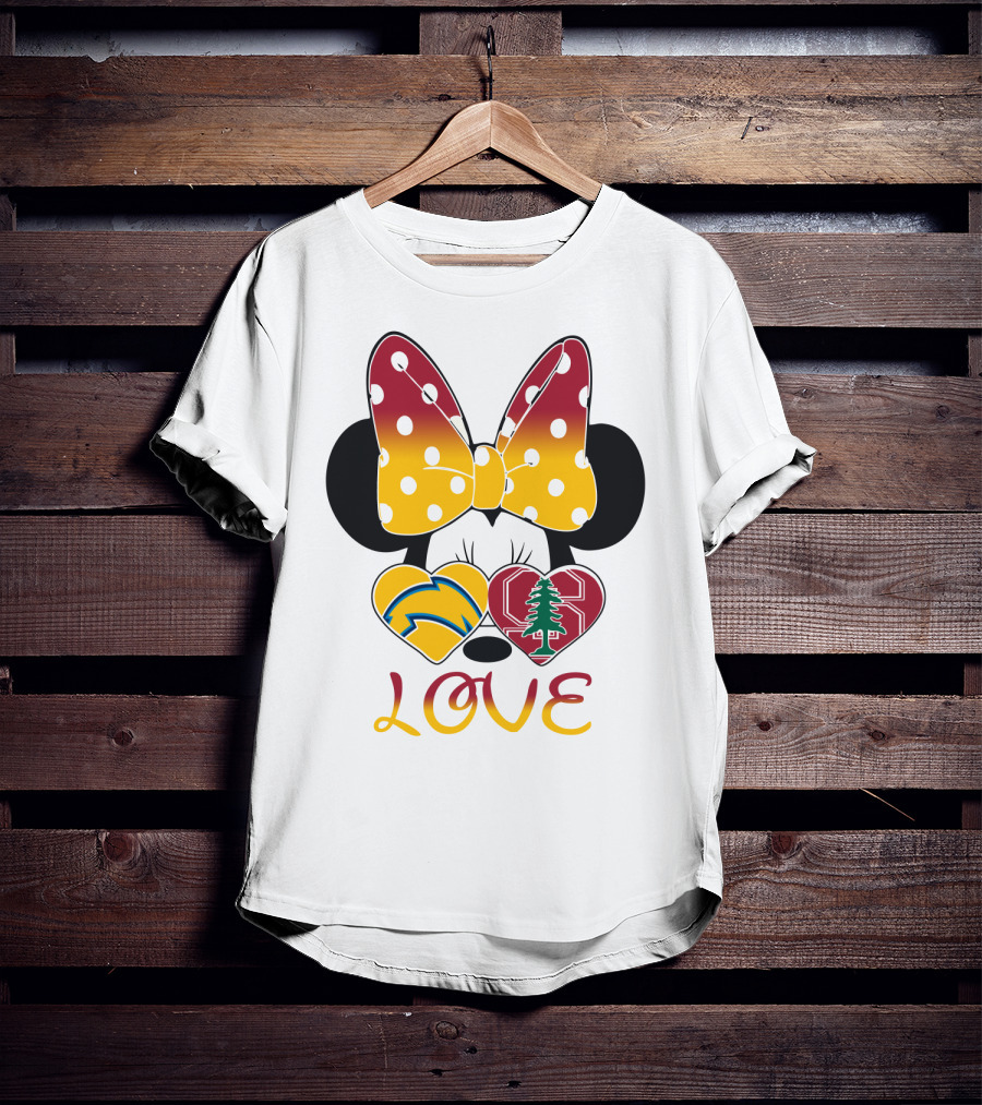 Minnie Mouse Love Heart Chargers Stanford Tree T-Shirt