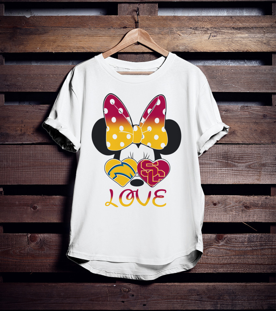 Love Minnie Chargers Usc Heart T-Shirt