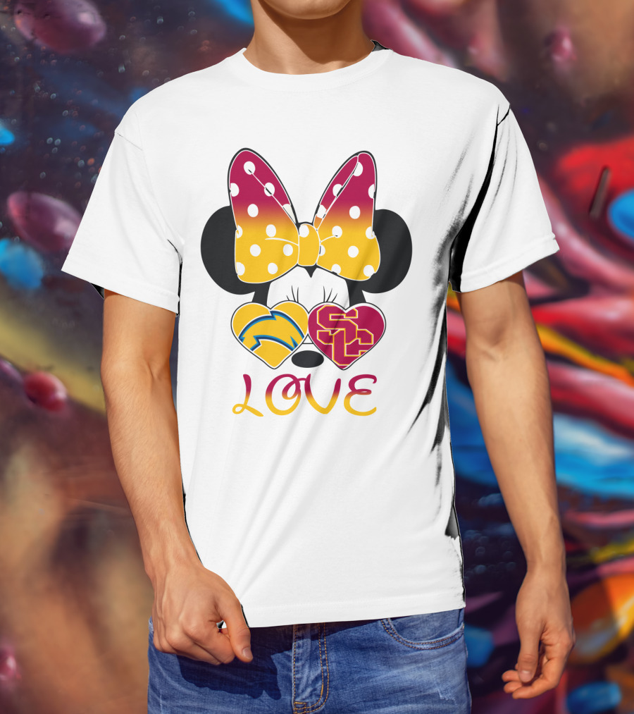Love Minnie Chargers Usc Heart T-Shirt