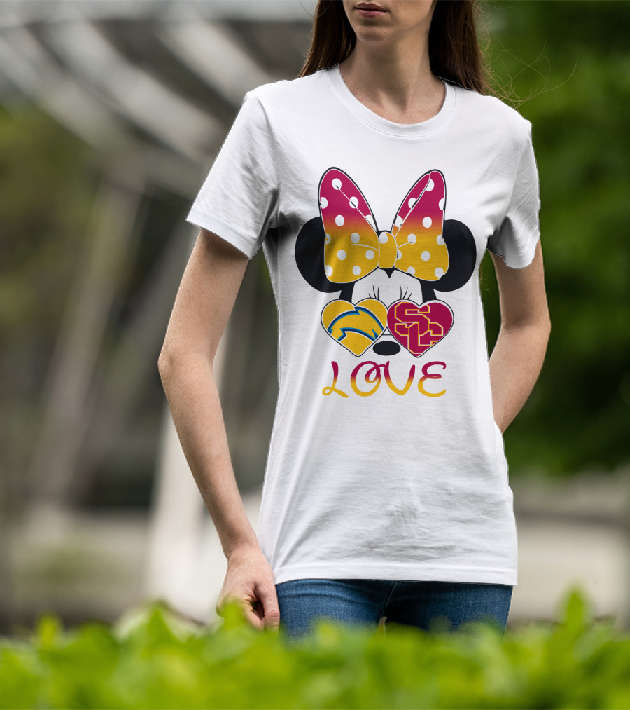 Love Minnie Chargers Usc Heart T-Shirt