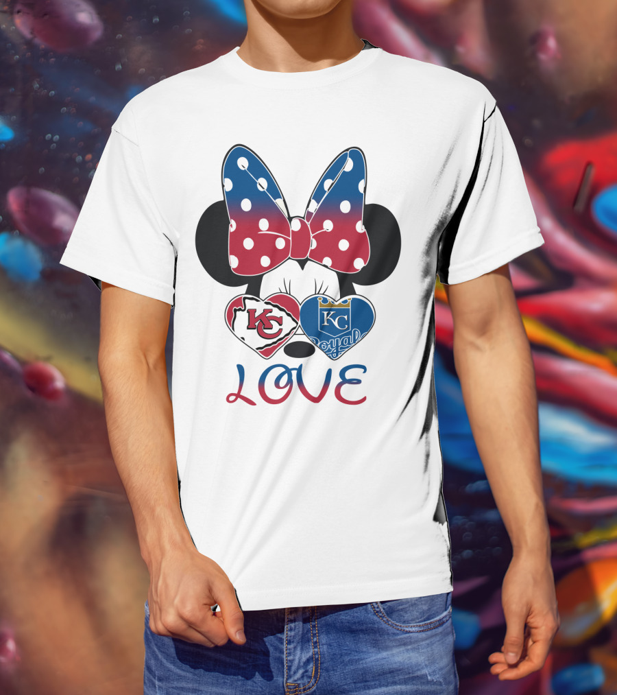 Love Minnie Mouse Kc Chiefs Royals Disney Kansas City T-Shirt