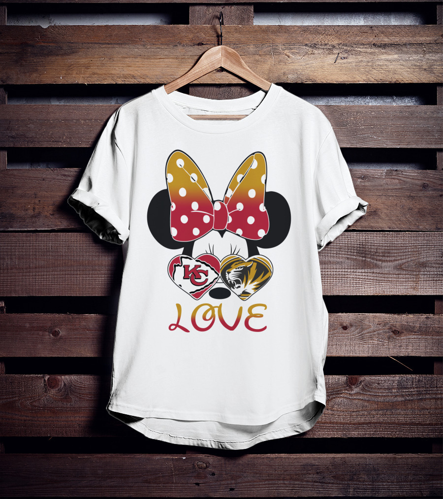 Minnie Mouse Bow Kc Chiefs Mizzou Tigers Love T-Shirt