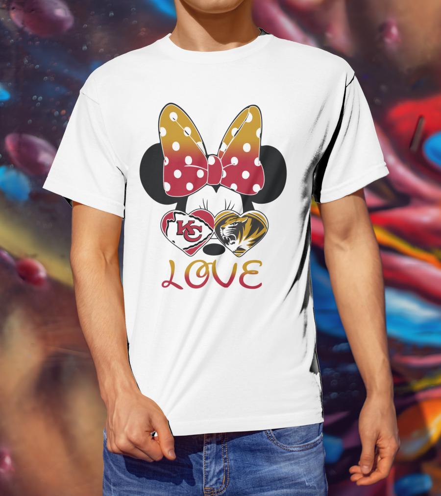 Minnie Mouse Bow Kc Chiefs Mizzou Tigers Love T-Shirt