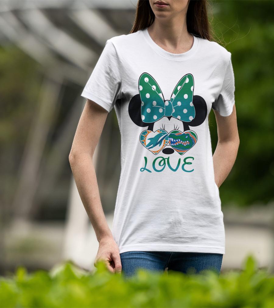 Love Mickey Gator Dolphin Hearts T-Shirt