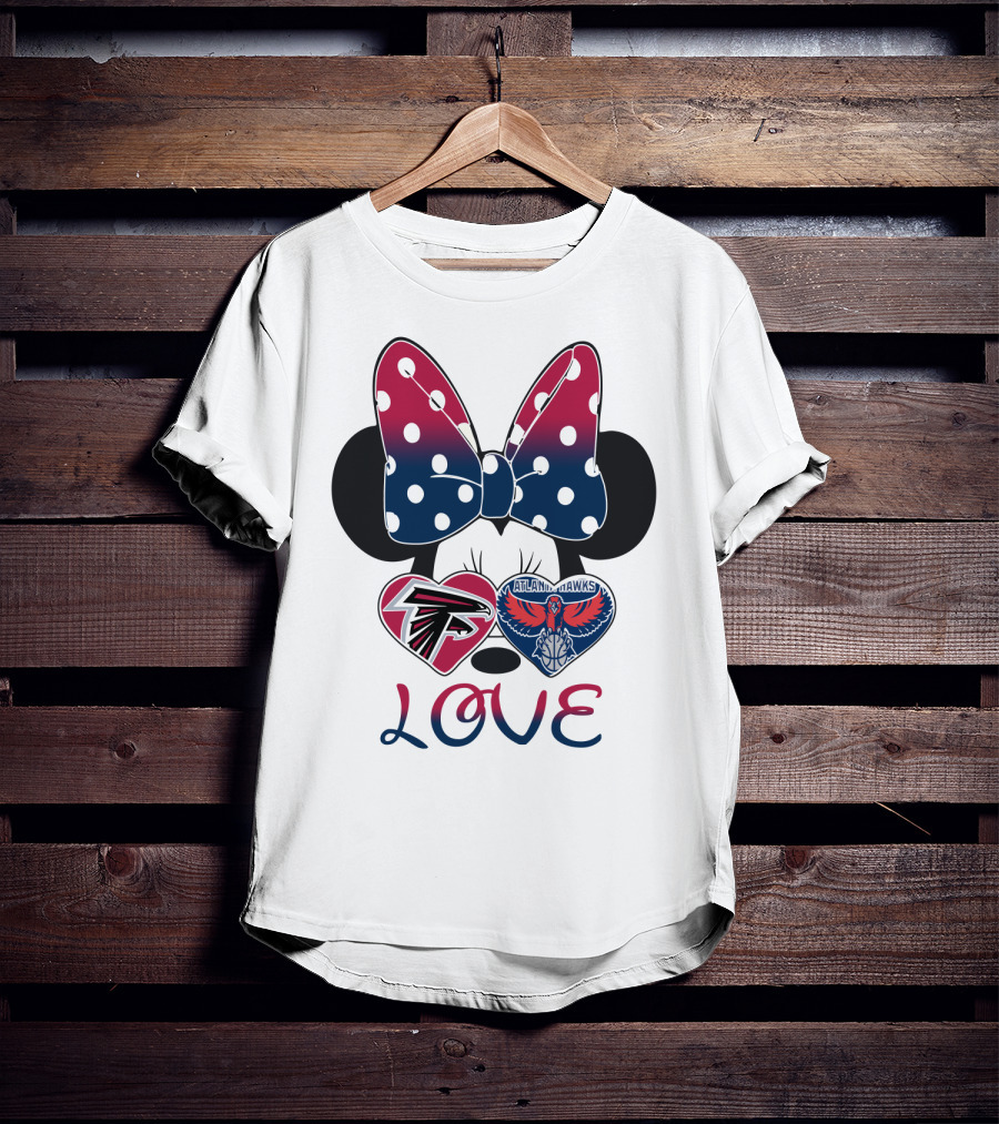 Mic 060 Minnie Mouse Love Atlanta Falcons Hawks Hearts T-Shirt