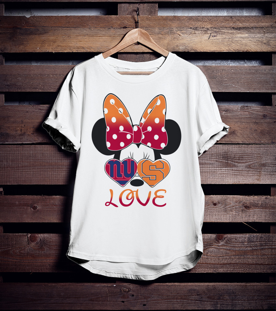 Ny Giants Syracuse Love Minnie Mouse Bow Hearts T-Shirt