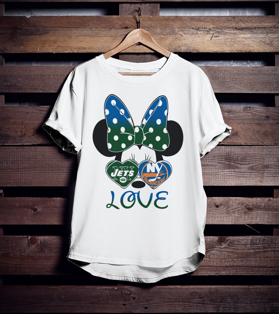 Ny Jets Ny Islanders Minnie Bow Love T-Shirt