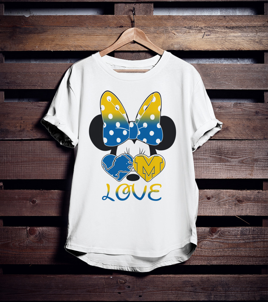 Minnie Bow Lions Michigan Love T-Shirt