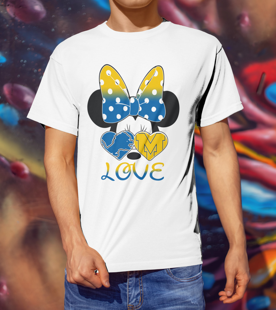 Minnie Bow Lions Michigan Love T-Shirt