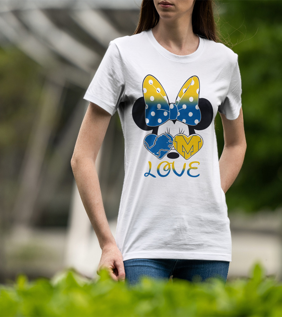 Minnie Bow Lions Michigan Love T-Shirt