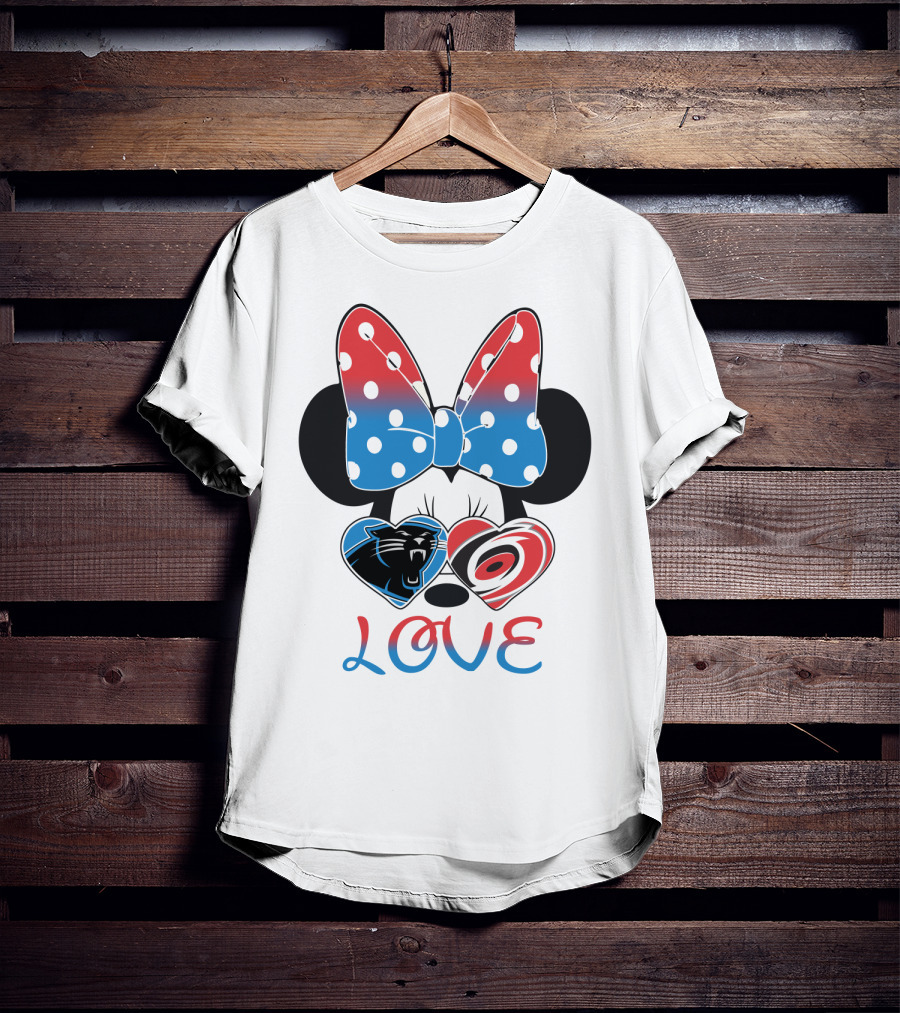 Love Carolina Panthers Hurricanes Minnie Bow T-Shirt