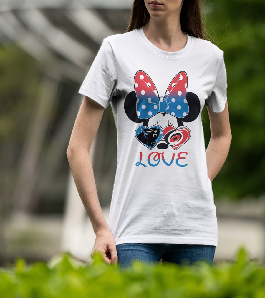 Love Carolina Panthers Hurricanes Minnie Bow T-Shirt