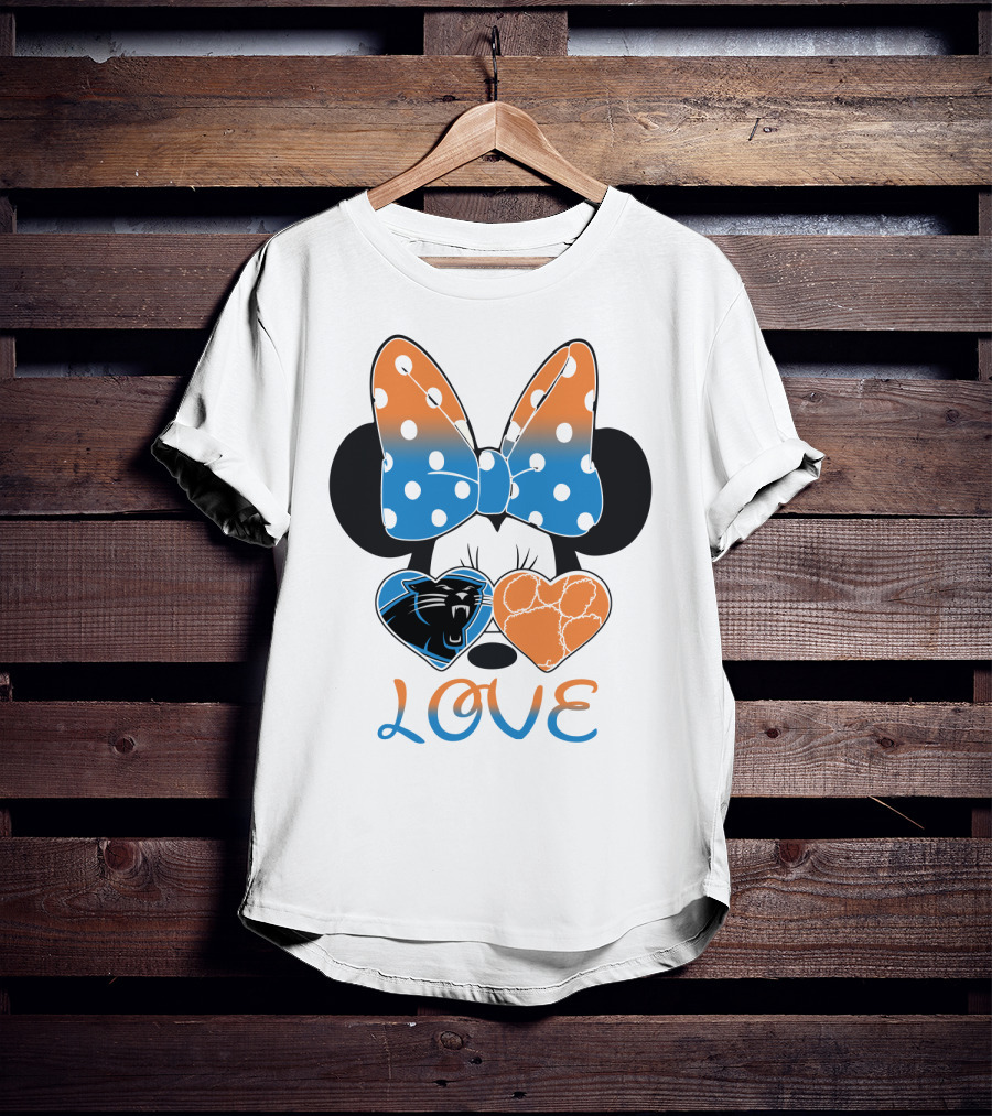 Minnie Mouse Bow Love Panthers Clemson Mix T-Shirt
