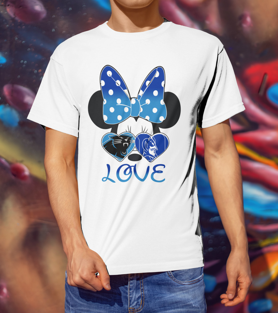 Love Carolina Panthers Duke Blue Devils Disney Bow T-Shirt