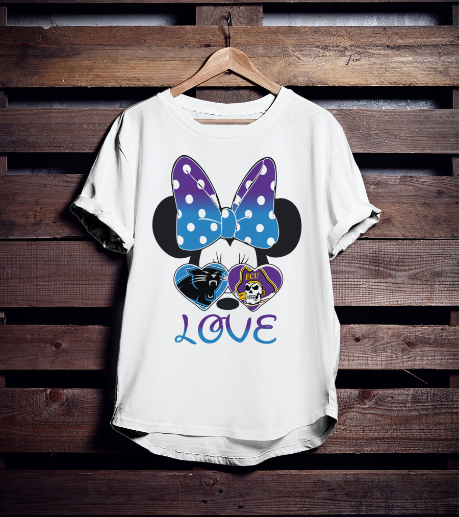Love Panthers Ecu Pirates Minnie Bow T-Shirt
