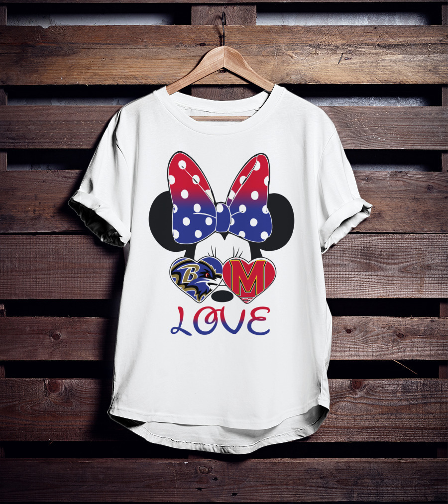 Mic 102 Minnie Mouse Ravens Maryland Love T-Shirt