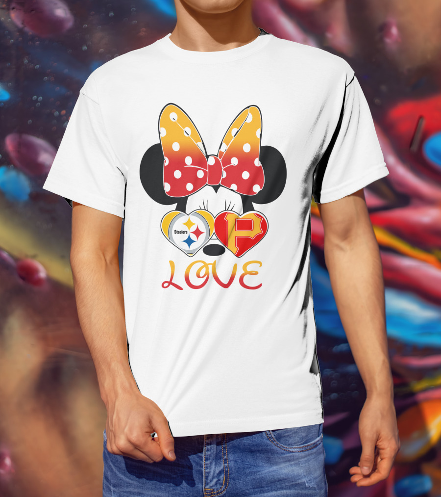Steelers Pirates Minnie Mouse Love T-Shirt