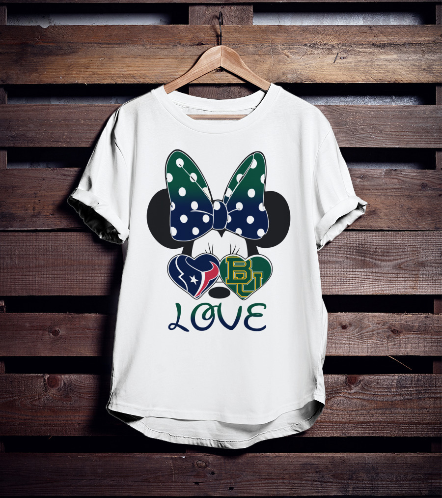 Houston Texans Baylor University Love Minnie Polka Dot Bow T-Shirt