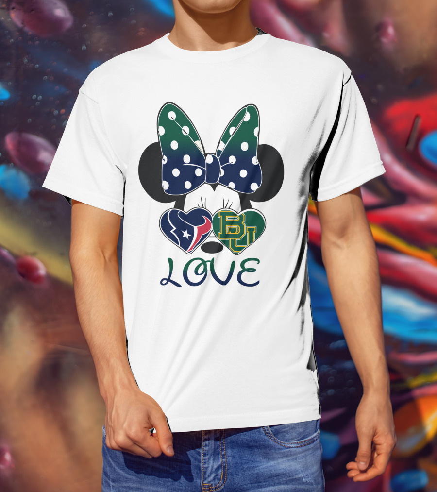 Houston Texans Baylor University Love Minnie Polka Dot Bow T-Shirt