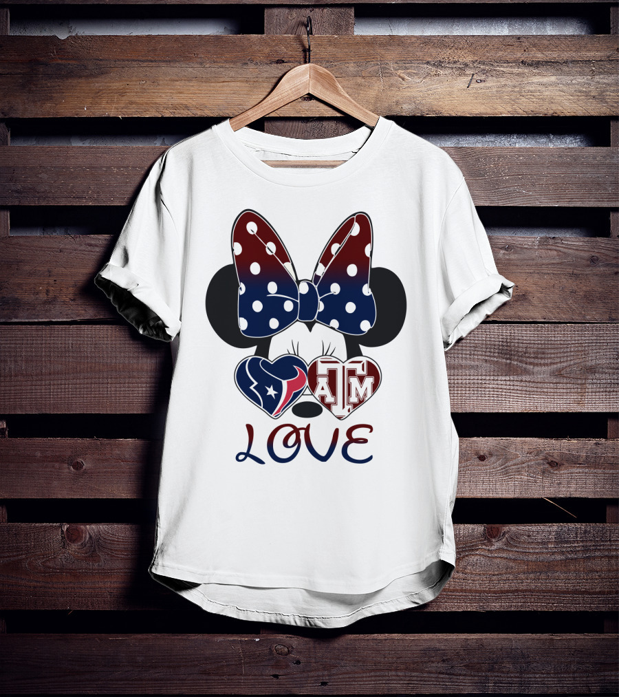 Minnie Bow Texans Love A&M Hearts T-Shirt
