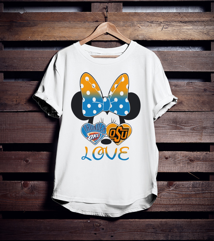 Okc Thunder Osu Love Minnie Bow Hearts T-Shirt