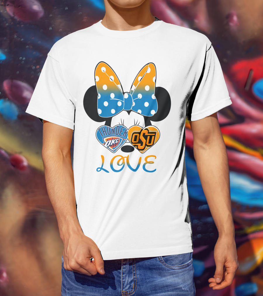 Okc Thunder Osu Love Minnie Bow Hearts T-Shirt