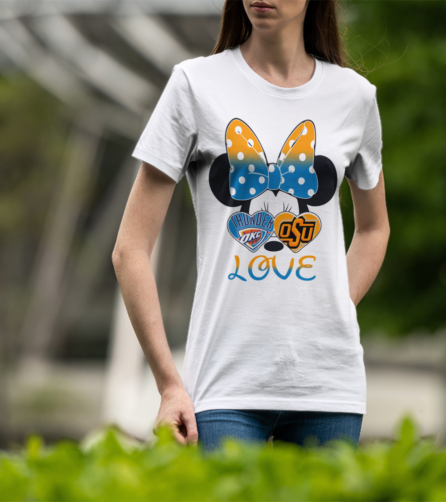 Okc Thunder Osu Love Minnie Bow Hearts T-Shirt