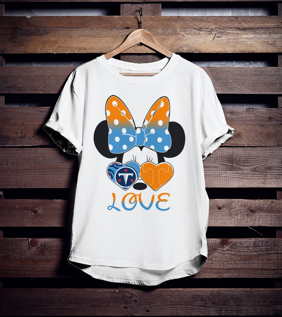 Minnie Mouse Love Tennessee Titans Hearts T-Shirt