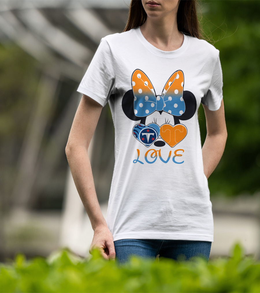 Minnie Mouse Love Tennessee Titans Hearts T-Shirt