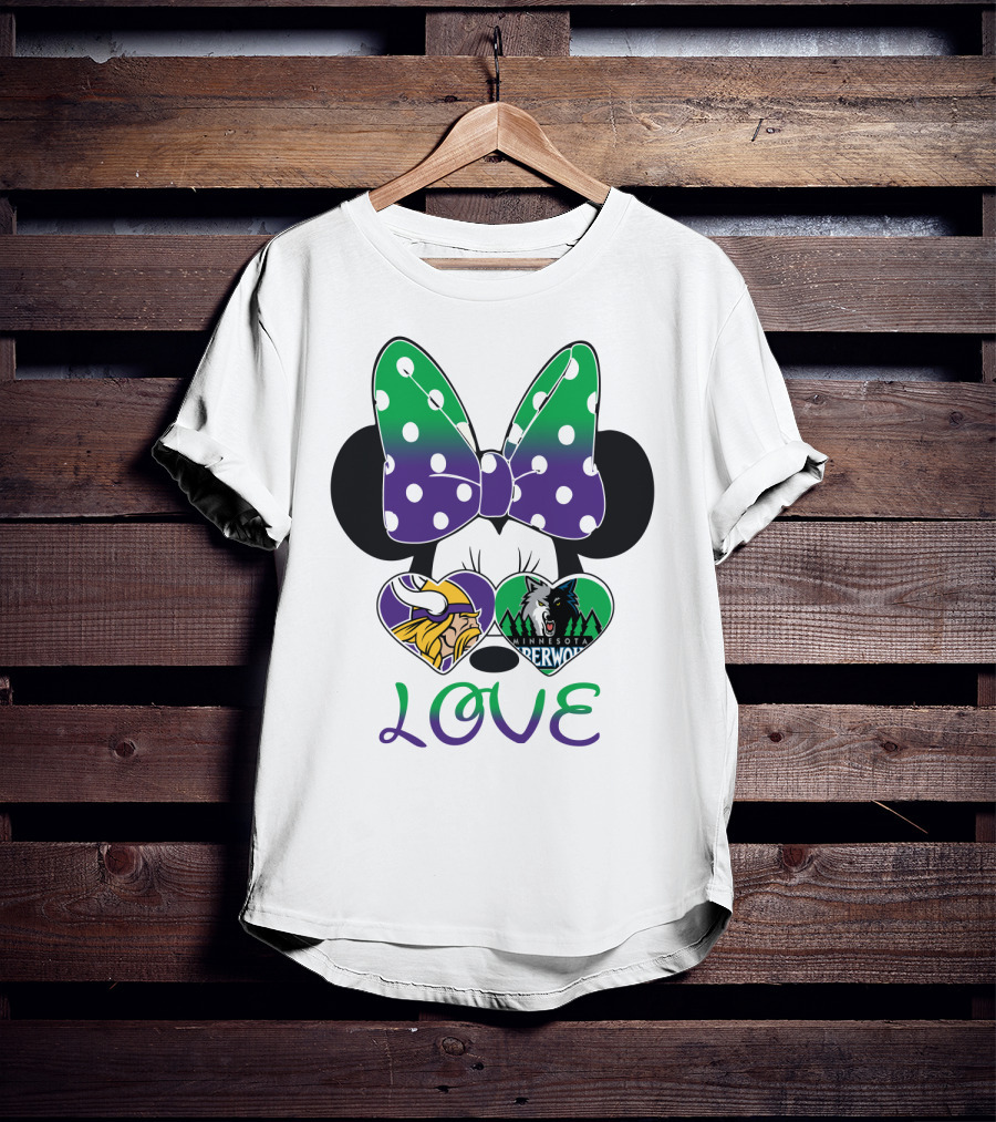 Minnesota Vikings Timberwolves Love With Bow T-Shirt