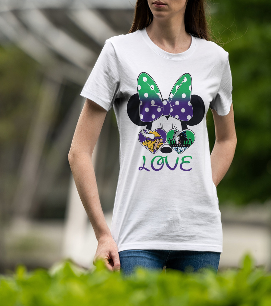 Minnesota Vikings Timberwolves Love With Bow T-Shirt