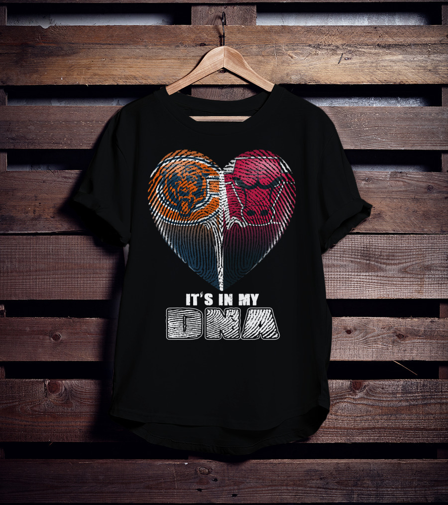 It's In My Dna Bears Bulls Heart Fingerprint 007 T-Shirt