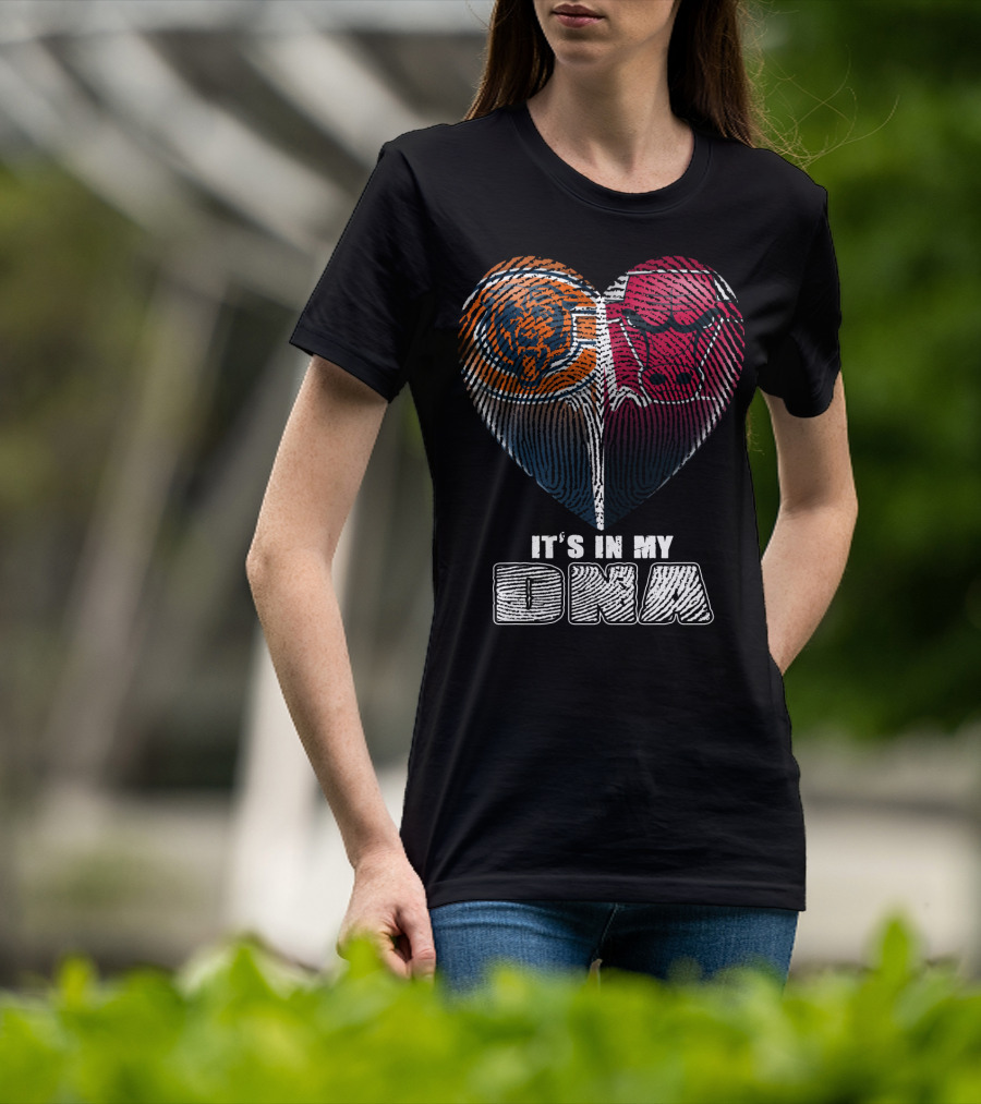 It's In My Dna Bears Bulls Heart Fingerprint 007 T-Shirt