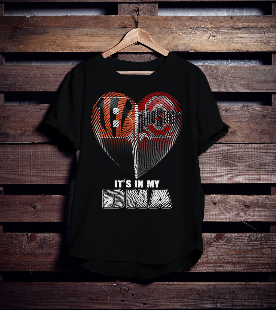 Bengals Ohio State It's In My Dna Heart Fingerprint T-Shirt