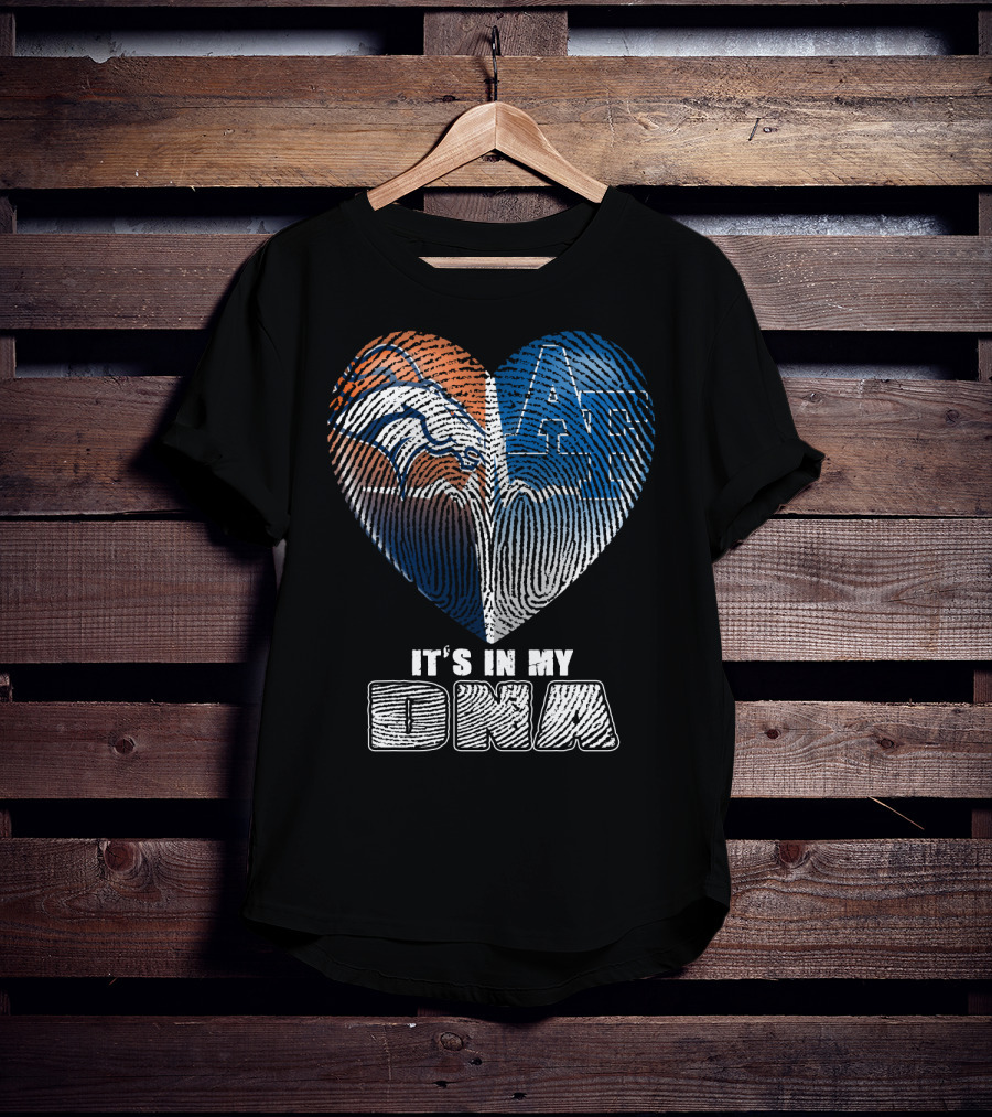 It's In My Dna Broncos Air Force Heart Fingerprint T-Shirt