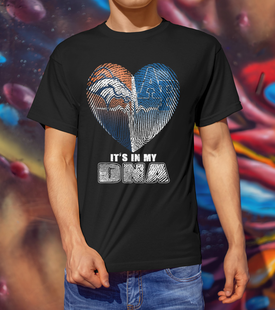 It's In My Dna Broncos Air Force Heart Fingerprint T-Shirt