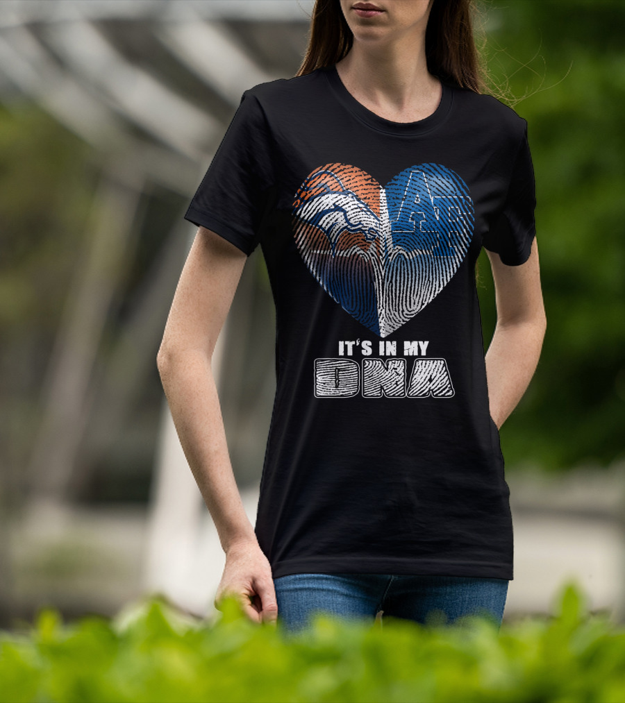 It's In My Dna Broncos Air Force Heart Fingerprint T-Shirt