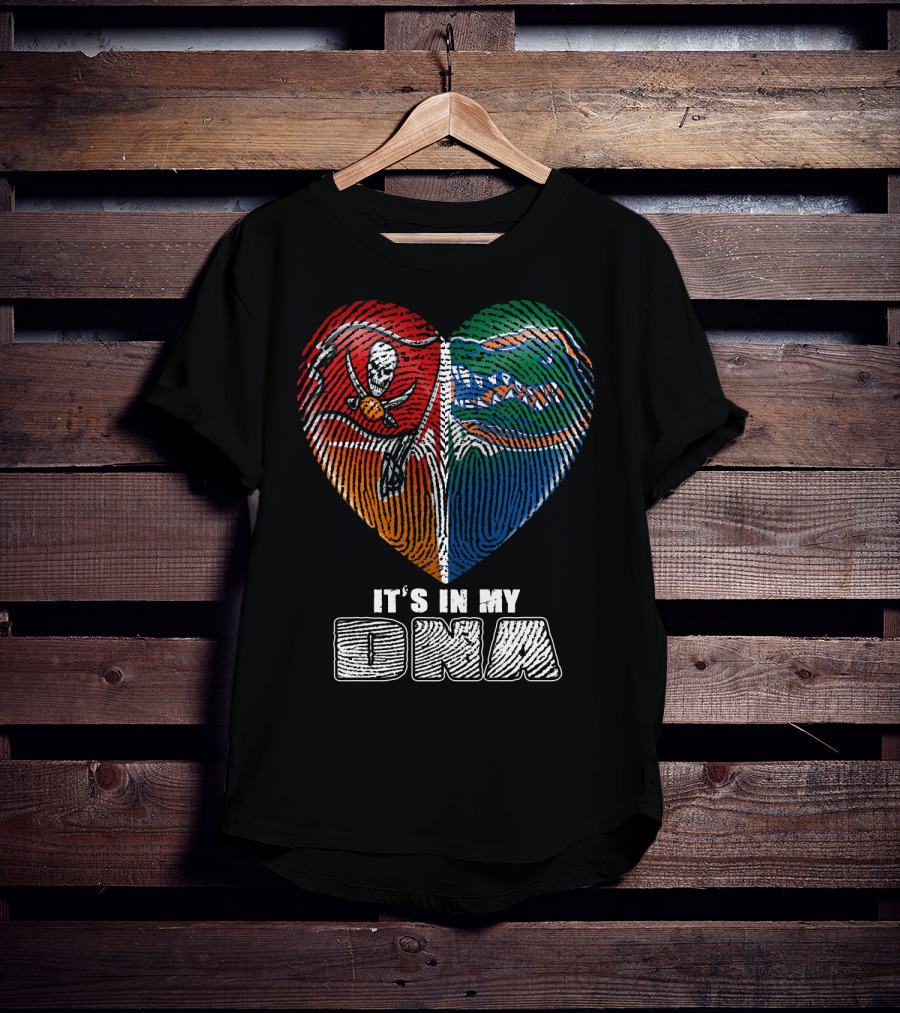 It's In My Dna Buccaneers Gators Heart Fingerprint T-Shirt