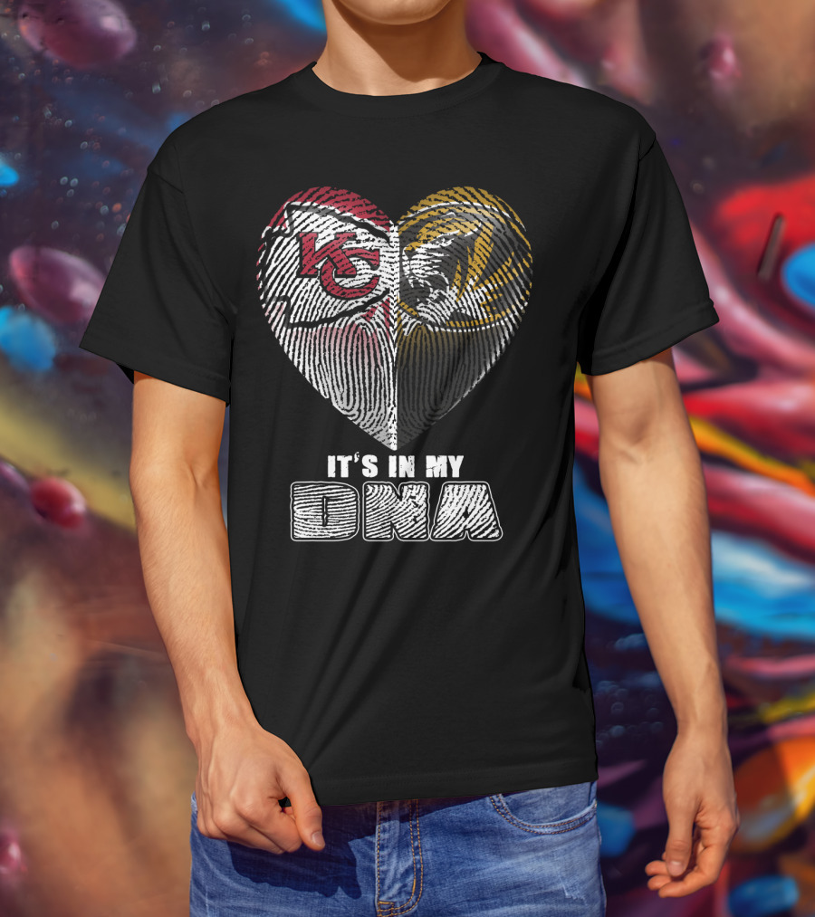 It's In My Dna Kc Chiefs Heartprint Tigers Fan Pride T-Shirt