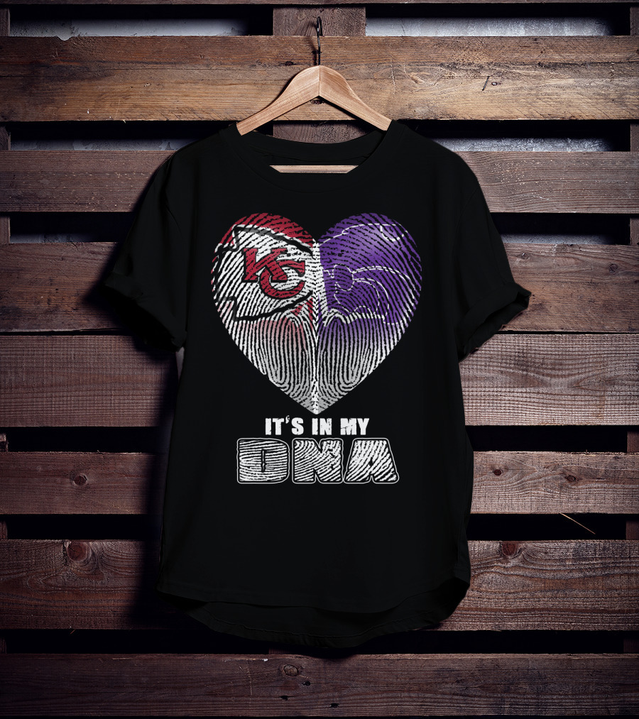 It's In My Dna Kc Chiefs K-State Wildcats Heart T-Shirt