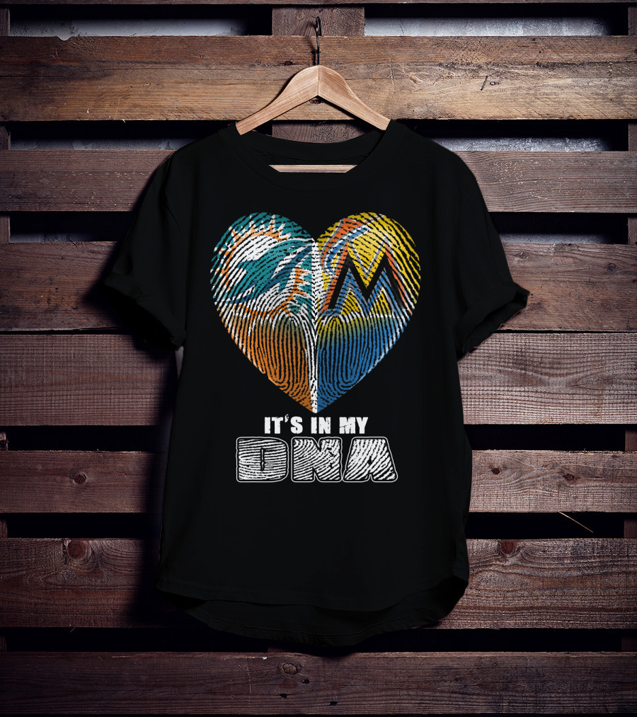Miami Dolphins Marlins Heart It's In My Dna T-Shirt