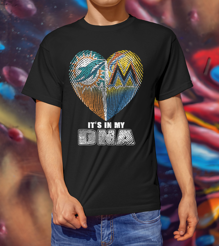 Miami Dolphins Marlins Heart It's In My Dna T-Shirt