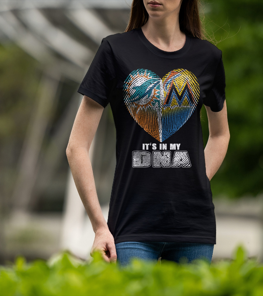 Miami Dolphins Marlins Heart It's In My Dna T-Shirt
