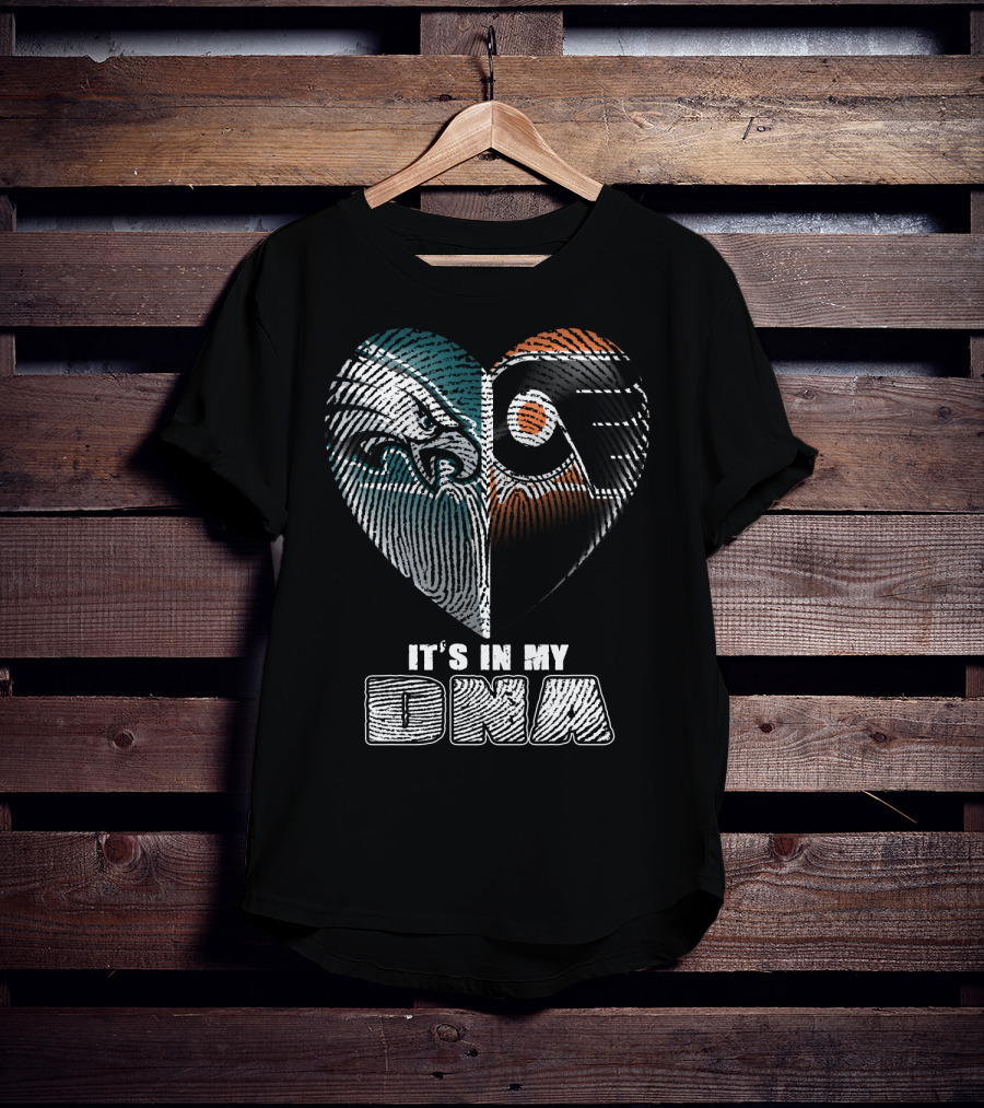 Eagles Flyers It's In My Dna Heart Fingerprint T-Shirt