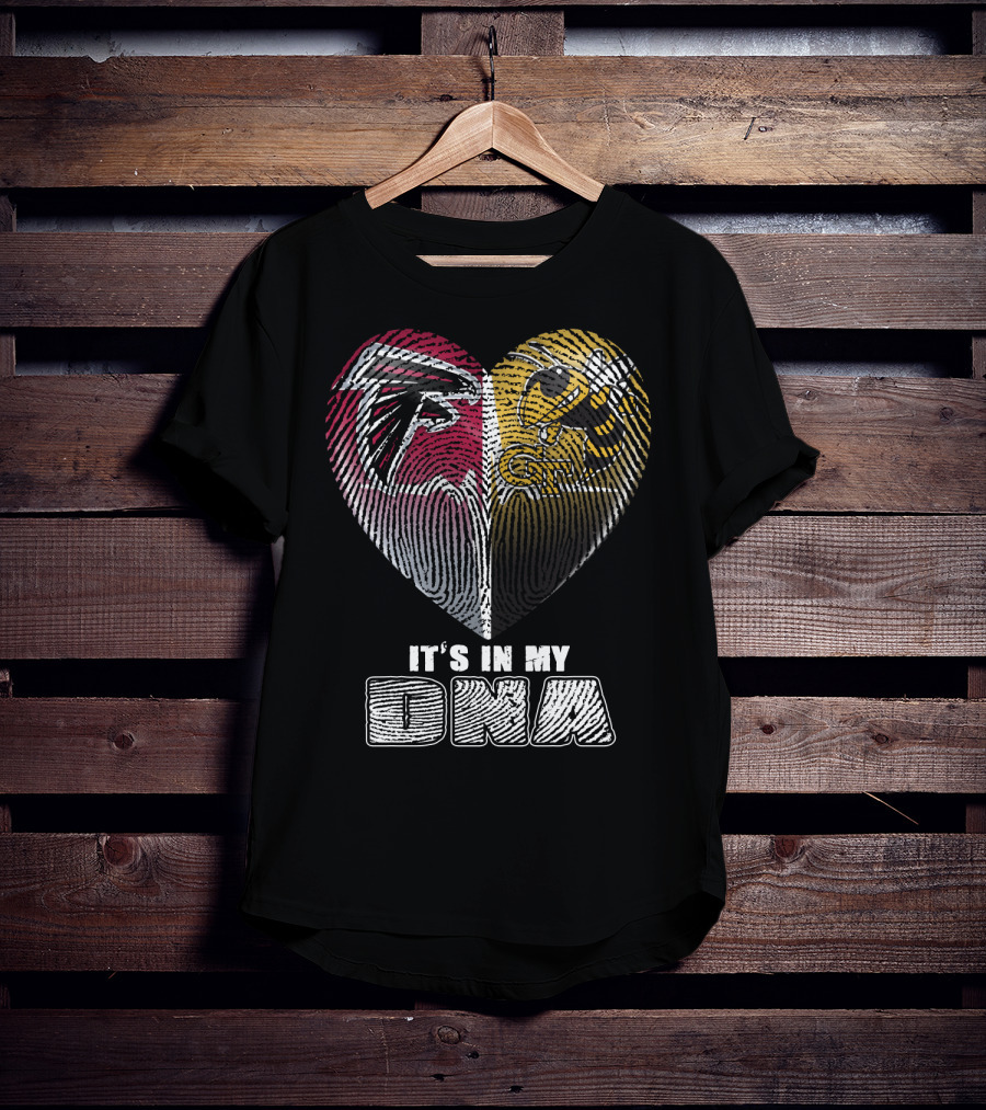 It's In My Dna Falcons Georgia Tech Heart Fingerprint T-Shirt